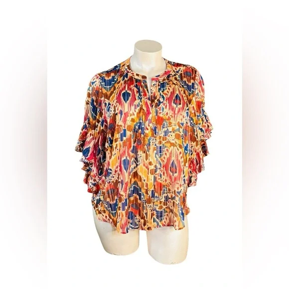 Vince Camuto Colorful Ruffle Sleeve Blouse - Picture 2 of 7